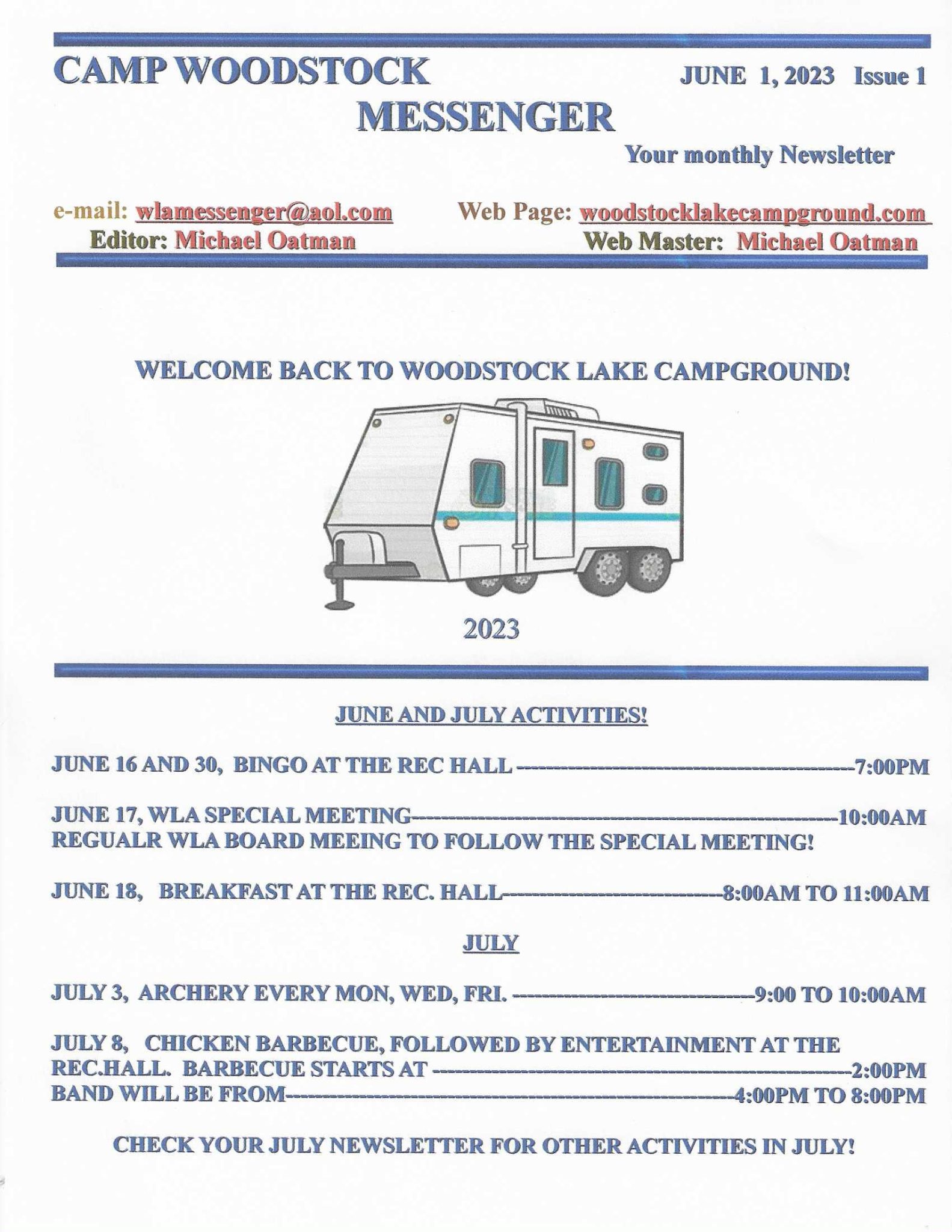 CAMP WOODSTOCK LAKE MESSENGER Woodstock Lake Camp Ground