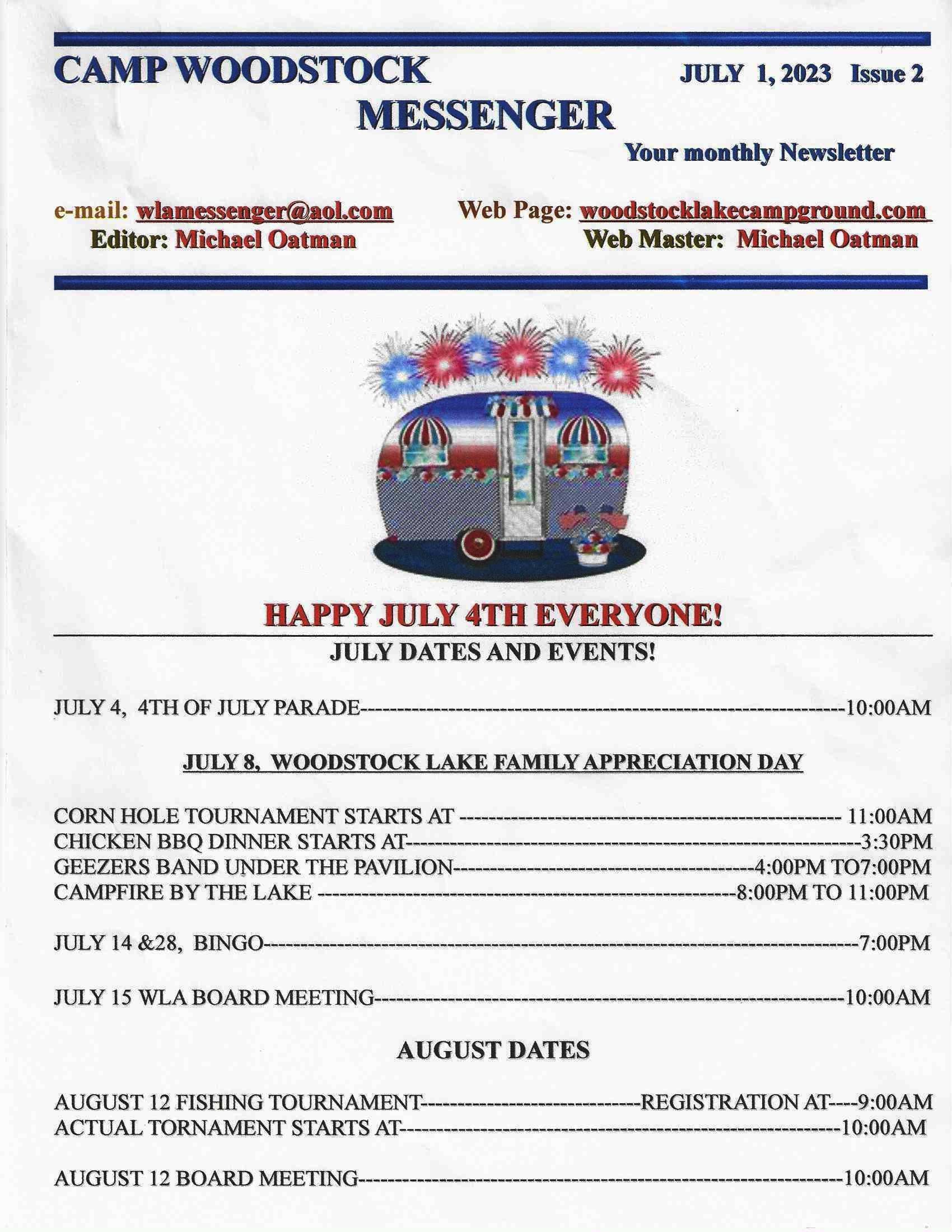 CAMP WOODSTOCK LAKE MESSENGER Woodstock Lake Camp Ground