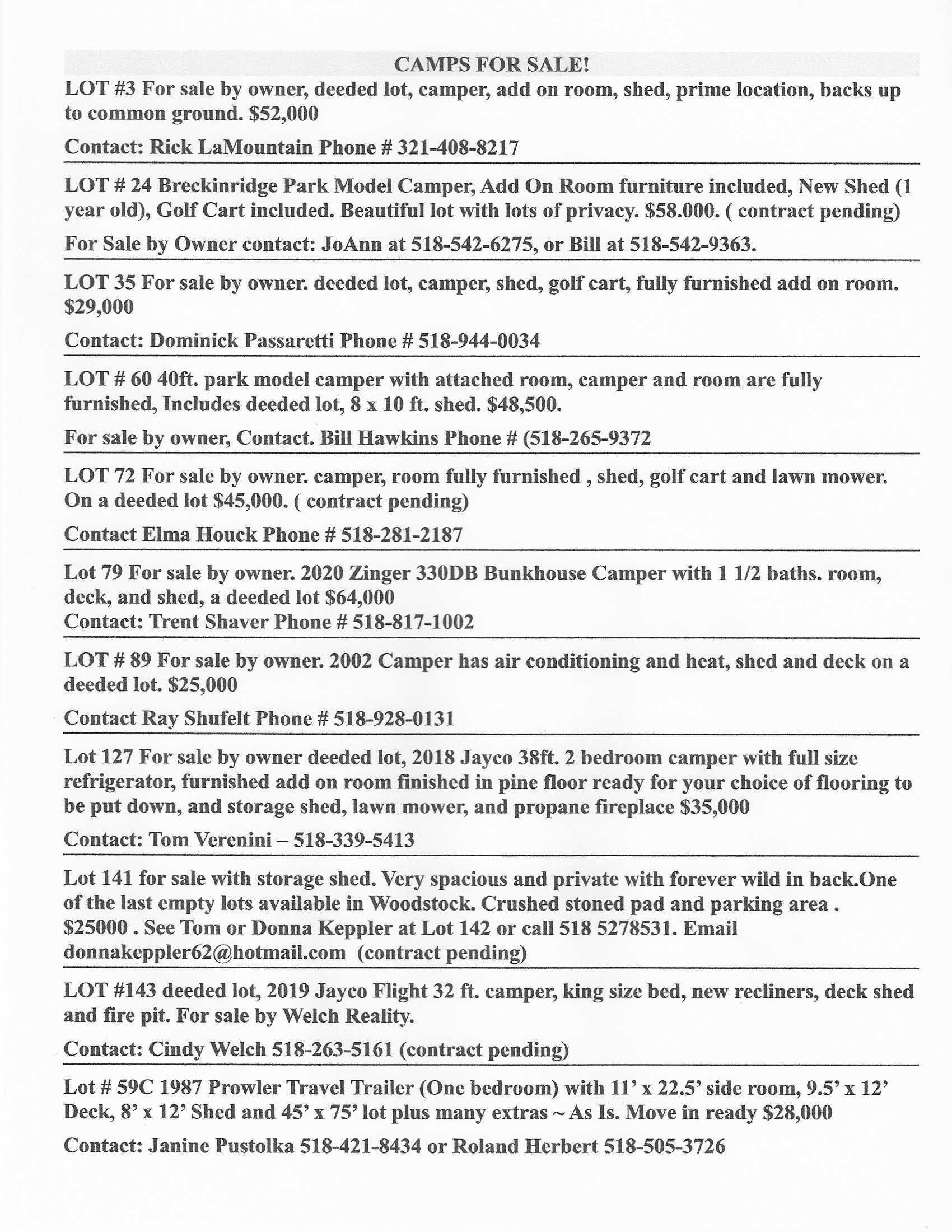 CAMP WOODSTOCK LAKE MESSENGER Woodstock Lake Camp Ground